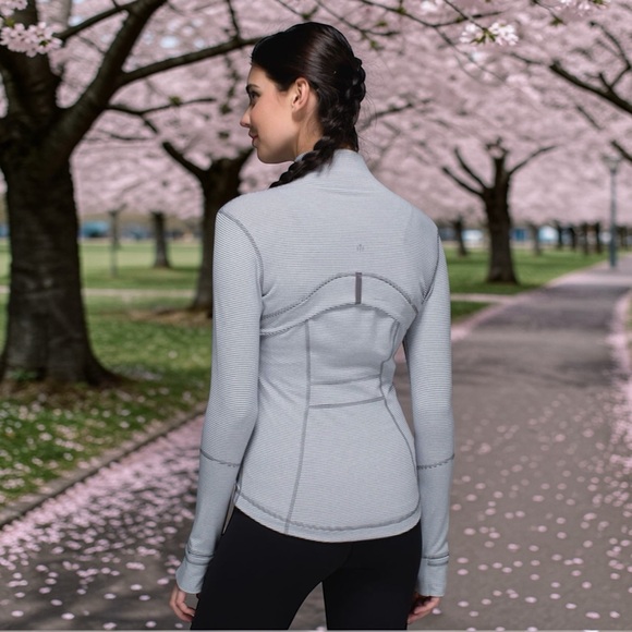 Lululemon Define Jacket in Tonka Stripe Heathered Slate White Sz 8 - Picture 2 of 15